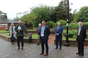 (L-to-R) Sally Grindrod-Smith, Assistant Director for Planning and Regeneration at WLDC, Sir Edward Leigh, MP for Gainsborough, WLDC ward members Councillor Tim Davies, Councillor Matt Boles, Councillor Trevor Young and Leader of West Lindsey District Council Councillor Owen Bierley.