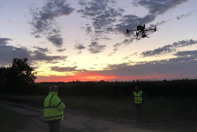 Anglian Water using drones to spot nesting birds on the Ancaster water pipeline route. EMN-210623-103521001