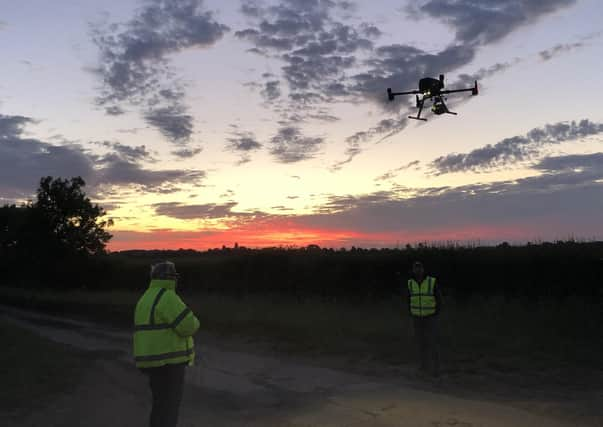 Anglian Water using drones to spot nesting birds on the Ancaster water pipeline route. EMN-210623-103521001