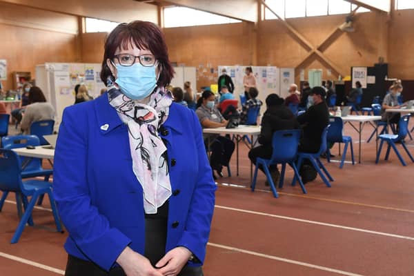 Rebecca Neno - deputy chief nurse, Lincolnshire CCG - at the Mass Vaccination Centre at the PRSA, Boston. EMN-210326-164043005