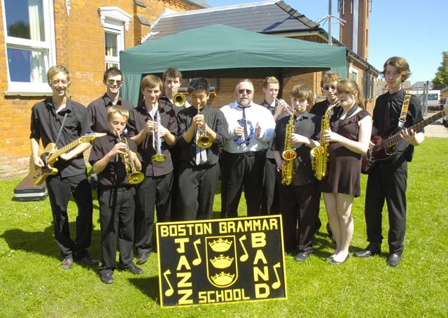 Members of the Boston Grammar School Jazz Band.