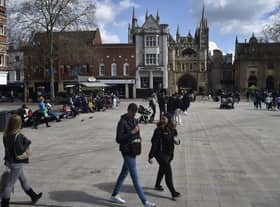 Peterborough City Centre as Covid 19 lockdown restrictions eased on April 12. EMN-211204-173454009