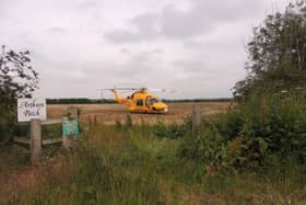 The Lincs and Notts Air Ambulance landed in an unused field at Quarrington this morning to respond to a medical emergency. EMN-210624-181453001