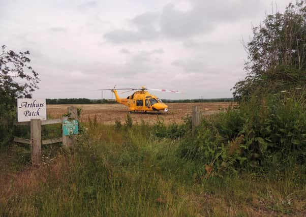 The Lincs and Notts Air Ambulance landed in an unused field at Quarrington this morning to respond to a medical emergency. EMN-210624-181453001