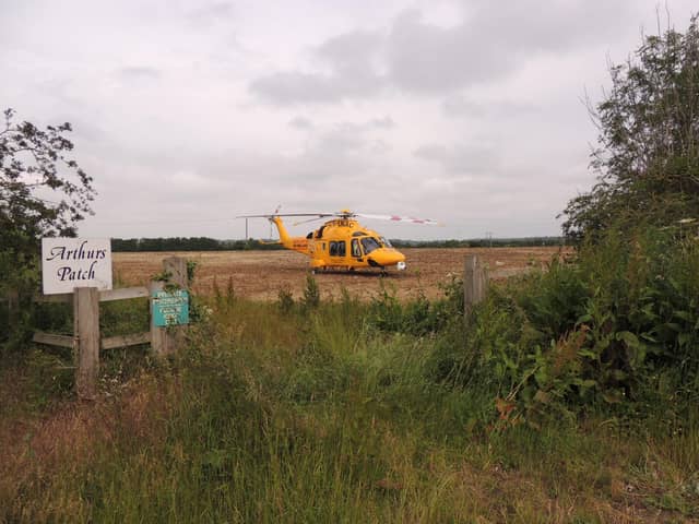 The Lincs and Notts Air Ambulance landed in an unused field at Quarrington this morning to respond to a medical emergency. EMN-210624-181453001