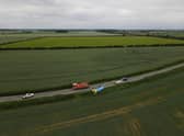 Surrounded by fields. The B1188 had to be closed for an hour or two yesterday afternoon (Thursday) to right an HGV tanker that had run off the road that morning. Photo: John Siddle EMN-210625-110136001