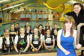 Splash course ... Pictured are Annabel Charlton and Sophia von Werne with some of the divers.