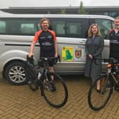 Mal Craghill and Martin Wintermeyer with Anna Lyon, Head of Engineering Operations and Fleet Management at Affinity. Photo: Affinity Flying Services ltd June 2021.