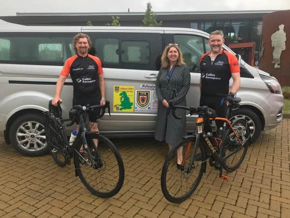 Mal Craghill and Martin Wintermeyer with Anna Lyon, Head of Engineering Operations and Fleet Management at Affinity. Photo: Affinity Flying Services ltd June 2021.