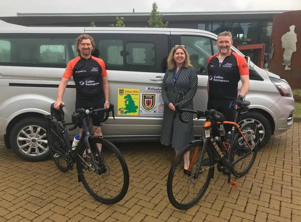 Mal Craghill and Martin Wintermeyer with Anna Lyon, Head of Engineering Operations and Fleet Management at Affinity. Photo: Affinity Flying Services ltd June 2021.