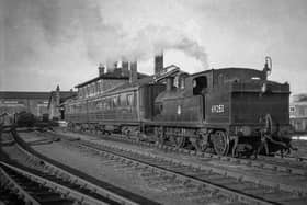 A former Great Central Railway A5 class locomotive, no. 69804, leaves Woodhall Spa for Horncastle, passing the location of the Woodhall Spa Cottage Museum along what is now the Spa Trail. Photo courtesy
of William Woolhouse Collection, Lincolnshire Coast Light Railway Historic Vehicles Trust. EMN-210625-135628001