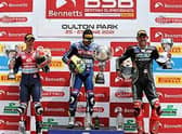 Hickman celebrates his podium spot.