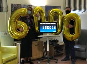 Steve Newsome pictured with charity manager Clare Woodard.