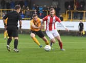 Shane Byrne battles United in 2017.