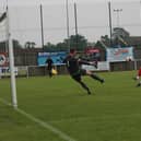 Match action: Skegness Town v Frickley. Photo: Oliver Atkin