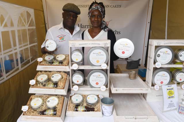 Colin Harrison and Paulette Griffiths with Caribbean Cakes. EMN-210407-155721001