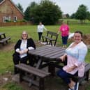 Jayne Matthews, Town Mayor Stephen Bunney, deputy mayor Margaret Lakin-Whitworth and town councillors Cathryn Turner and Jo Pilley at the new picnic benches  EMN-210507-173052001