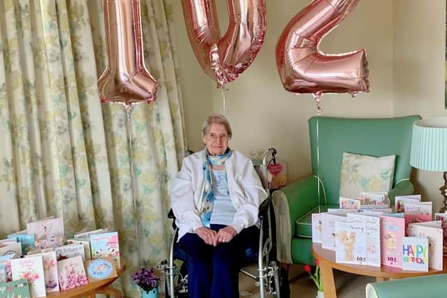 Joan Mace celebrated her 102nd Birthday at Cloverleaf Care Home in Lincoln