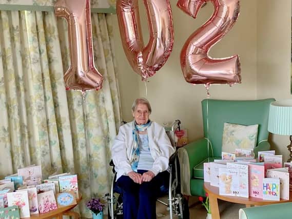 Joan Mace celebrated her 102nd Birthday at Cloverleaf Care Home in Lincoln