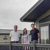 Lloyd Silvester (left), of Sycamore Farm Park Ltd, pictures with Debbie Harper, HSBC UK Area Corporate Director for East Midlands, and Phil Simpson HSBC UK Asset Finance Relationship Director.