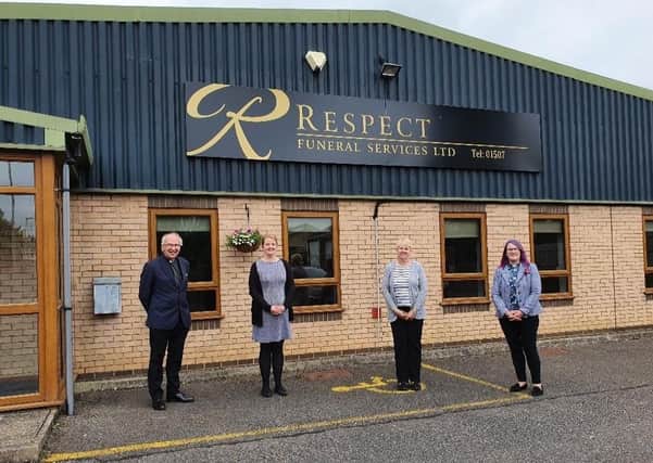 Pictured from left: Rev Charles Patrick, Kerry Kitchen, Debbie Knight (South Wolds Group Administrator) and Lynne Hawkins (Curate) which was taken when Rev Charles blessed the funeral home. EMN-210607-101650001