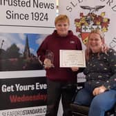 Carer of the Year Leo Ridley with mum Karen Cooper.