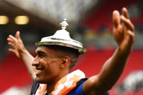 Danny Elliott celebrates following the Vanarama National League Play-Off Final match between Hartlepool United and Torquay United at Ashton Gate. (Photo by Harry Trump/Getty Images)