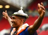 Danny Elliott celebrates following the Vanarama National League Play-Off Final match between Hartlepool United and Torquay United at Ashton Gate. (Photo by Harry Trump/Getty Images)