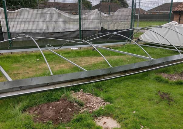 Damage has been caused to covers at Horncastle Cricket Club.