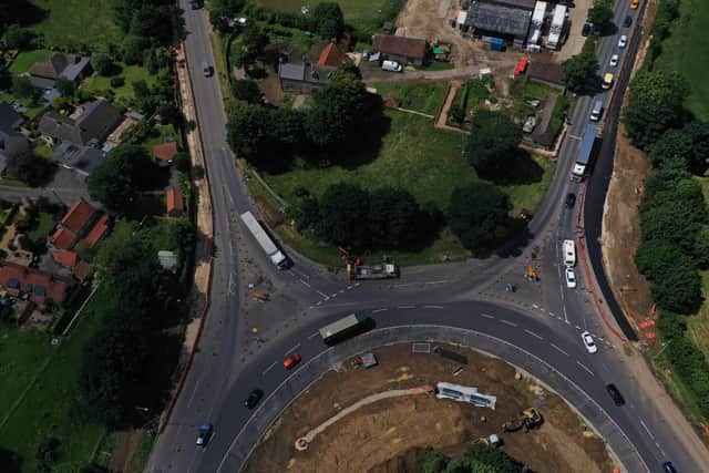 Work is more than midway through on the Holdingham roundabout upgrade project.. EMN-210713-234238001