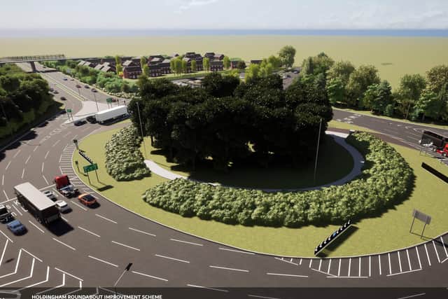 A screen shot of the digital visualisation how the upgraded roundabout will look. EMN-210713-234250001