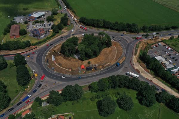 Work is midway through on the Holdingham roundabout upgrade project. EMN-210713-234214001