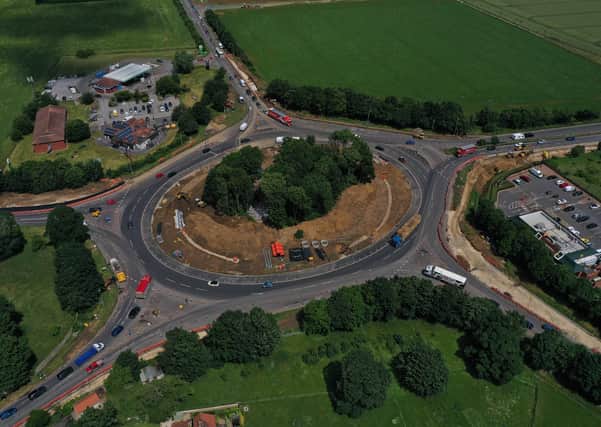 Work is midway through on the Holdingham roundabout upgrade project. EMN-210713-234214001