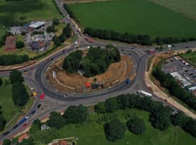 Work is midway through on the Holdingham roundabout upgrade project. EMN-210713-234214001