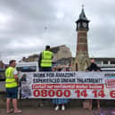 Protestors campaigning for union rights for Amazon workers.