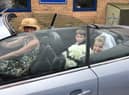 Here comes the bride ... Tilda Riley arrives at Winchelsea Primary School's mock wedding.