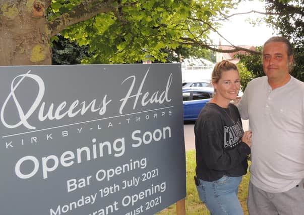 Erin and Francis Taylor - new owners of the Queen's Head, Kirkby La Thorpe. EMN-210719-180751001
