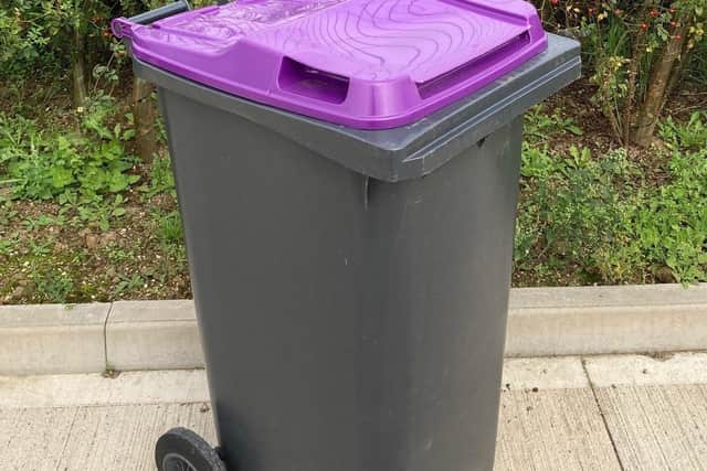 Purple-lidded bins for recycling paper and card with be delivered to NOrth Kesteven households during August. EMN-210715-221505001