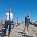 Consultant Stephen Barker, Clare Draper, Mellors Group finance directpr and John Morgan, Leonard Designs at the launch of Stakeholder events to discuss major plans to extend Skegness Pier to its former glory.