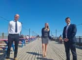 Consultant Stephen Barker, Clare Draper, Mellors Group finance directpr and John Morgan, Leonard Designs at the launch of Stakeholder events to discuss major plans to extend Skegness Pier to its former glory.