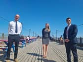 Consultant Stephen Barker, Clare Draper, Mellors Group finance directpr and John Morgan, Leonard Designs at the launch of Stakeholder events to discuss major plans to extend Skegness Pier to its former glory.