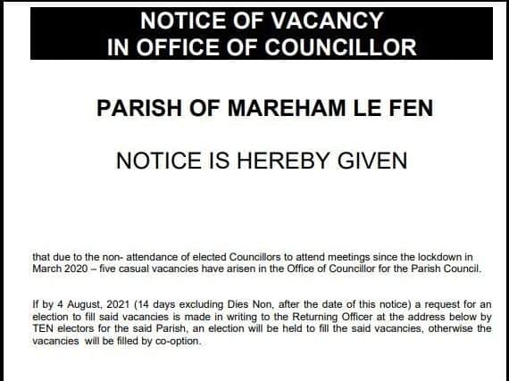 A notice of vacancy has been published online.