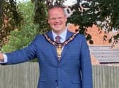 Clare Spriggs receives her award from Mayor of Louth, Councillor Darren Hobson.