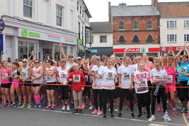 The scene in the Market Place at a previous Louth Run For Life event in 2017.