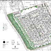 One of the planning documents, showing the location of the proposed homes. The A16 can be seen to the west of the planned development site.