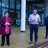 MP's Holly Mumby-Croft and Andrew Percy with Cllr Rob Waltham, Leader of the Council and Cabinet Member for Children and Families, Cllr Julie Reed pictured with food vouchers.