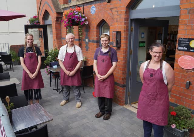 Cafe manager Clare O'Shea with some of her team - Elise French, Robert Harrison and Callum Jackson EMN-210722-164458001