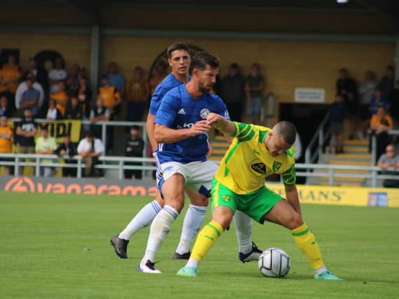 Jake Wright (snr) in action against Norwich. Photo: Oliver Atkin