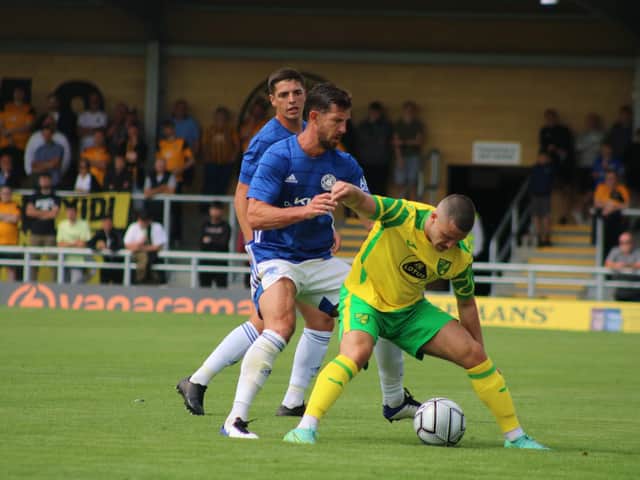 Jake Wright (snr) in action against Norwich. Photo: Oliver Atkin