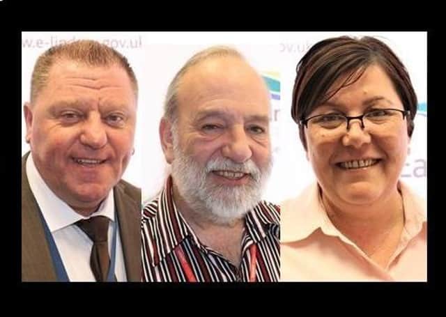 Labour councillors Graham Cullen, Tony Howard and Claire Newman.